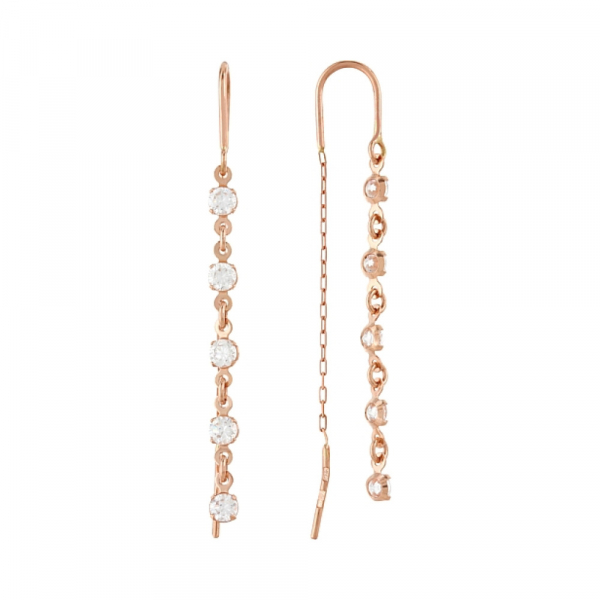 Золотые серьги с фианитом № 85489