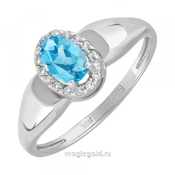 Золотое кольцо с топазом и фианитом № 142081