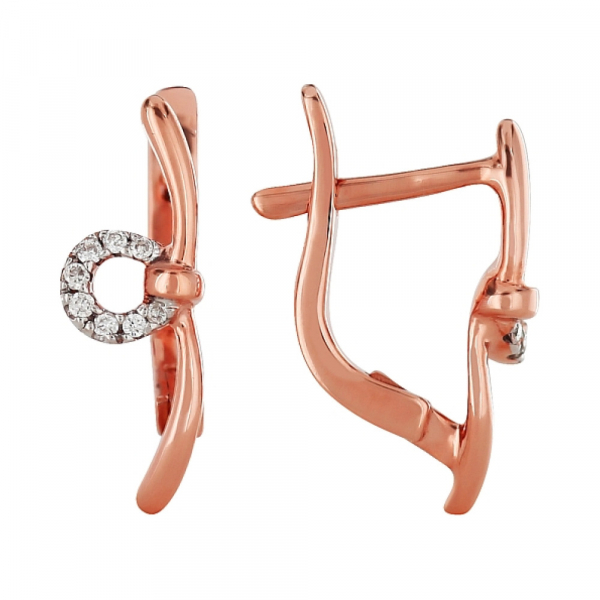 Золотые серьги с бриллиантом № 98069