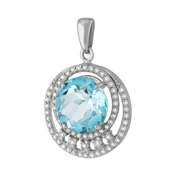 Серебряная подвеска с топазом и фианитом № 134060