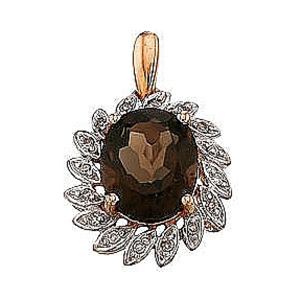 Подвеска с бриллиантом и раухтопазом № 34379