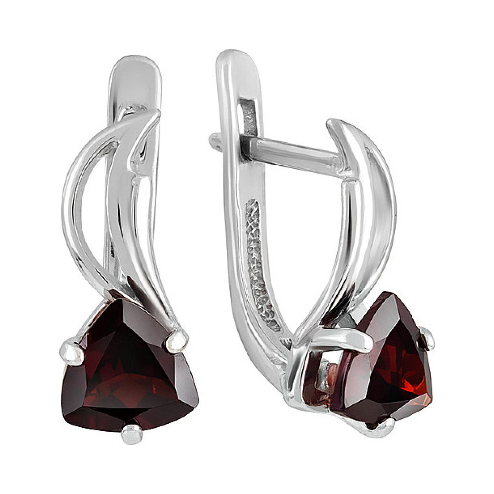 Серебряные серьги с гранатом № 132020