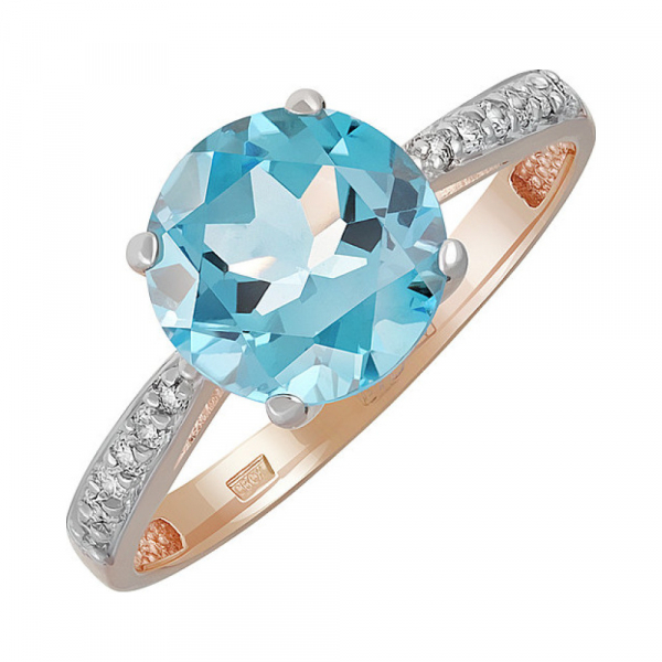 Золотое кольцо с топазом и фианитом № 137511