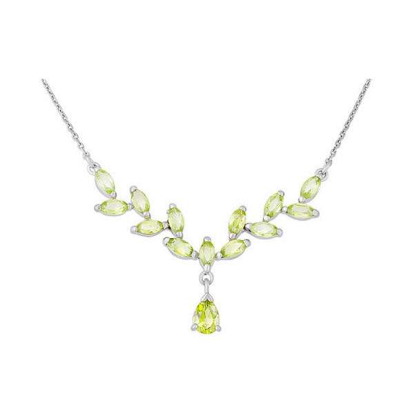 Серебряное колье с хризолитом № 123909