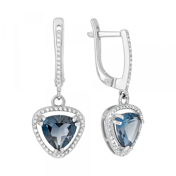 Золотые серьги с топазом и фианитом № 120007