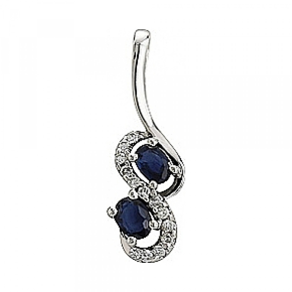 Золотая подвеска с бриллиантом и сапфиром № 81918