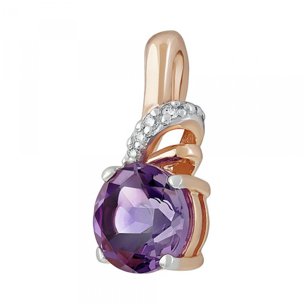 Золотая подвеска с аметистом и фианитом № 133373