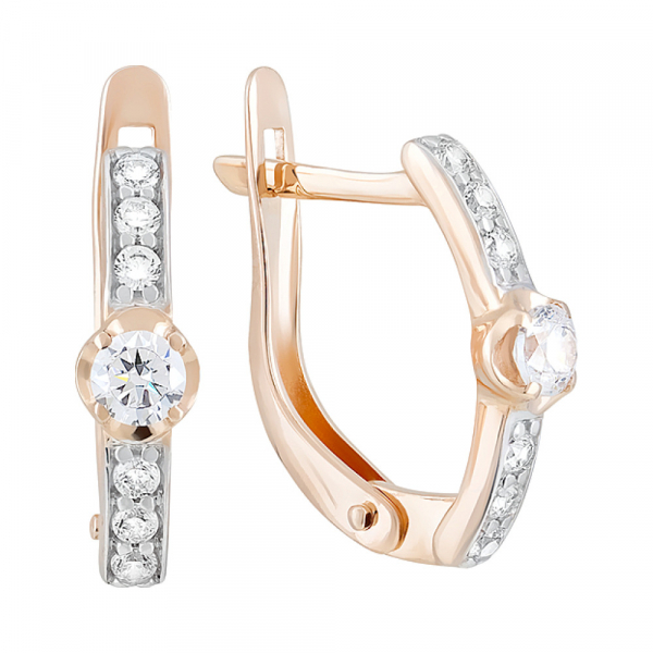 Золотые серьги с фианитом № 124332