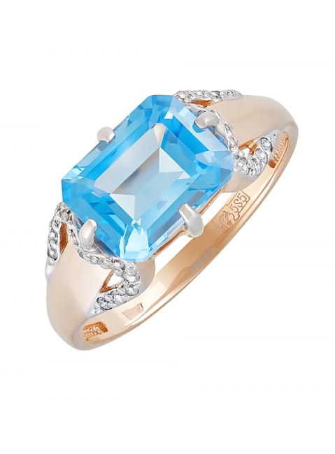 Золотое кольцо с топазом и фианитом № 131558