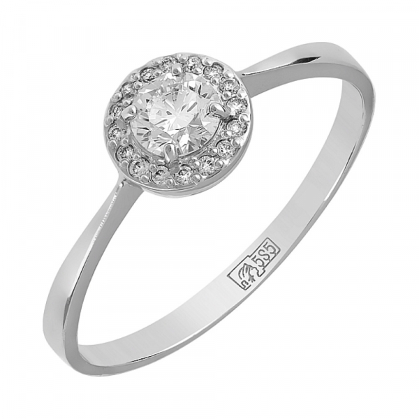 Золотое кольцо с бриллиантом № 104747