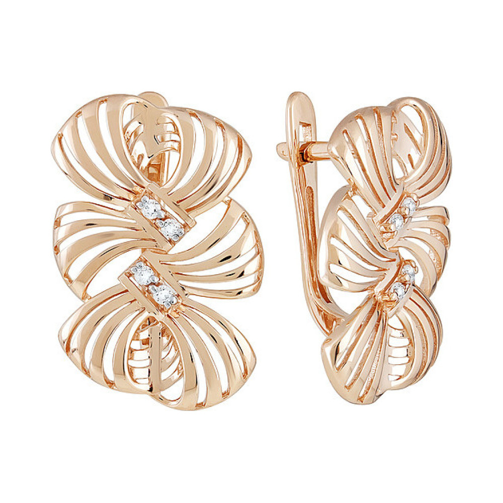 Золотые серьги с фианитом № 134405