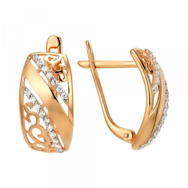 Золотые серьги с фианитом № 139388