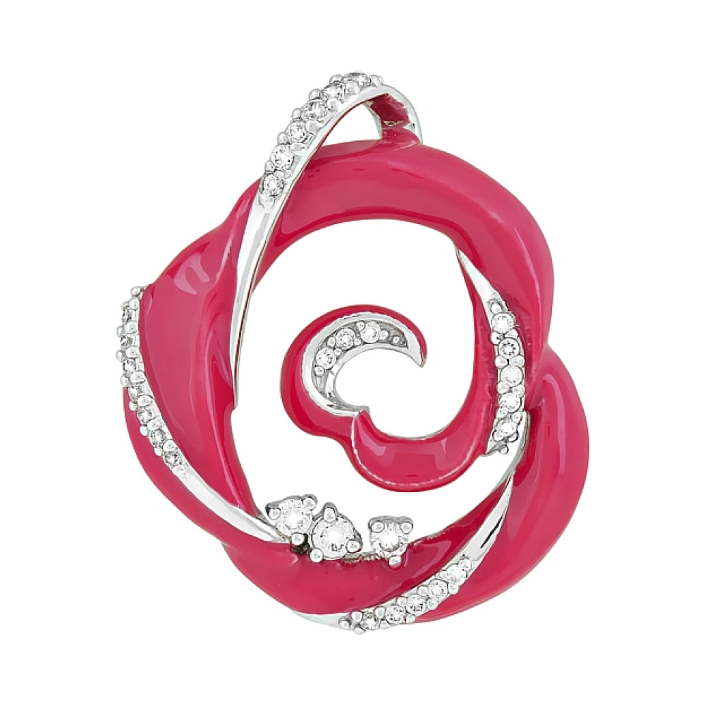 Серебряная подвеска с фианитом и эмалью № 106214