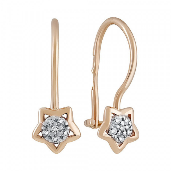 Золотые серьги с фианитом № 134749