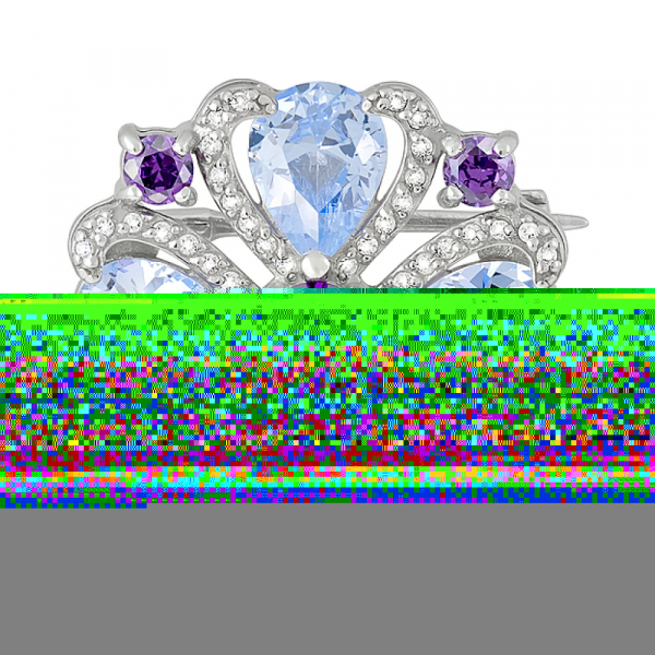 Серебряная брошь с фианитом № 123890