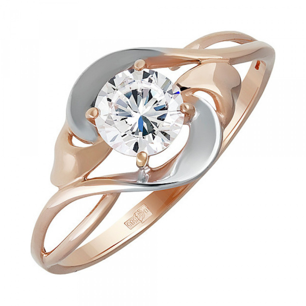 Золотое кольцо с фианитом № 137909