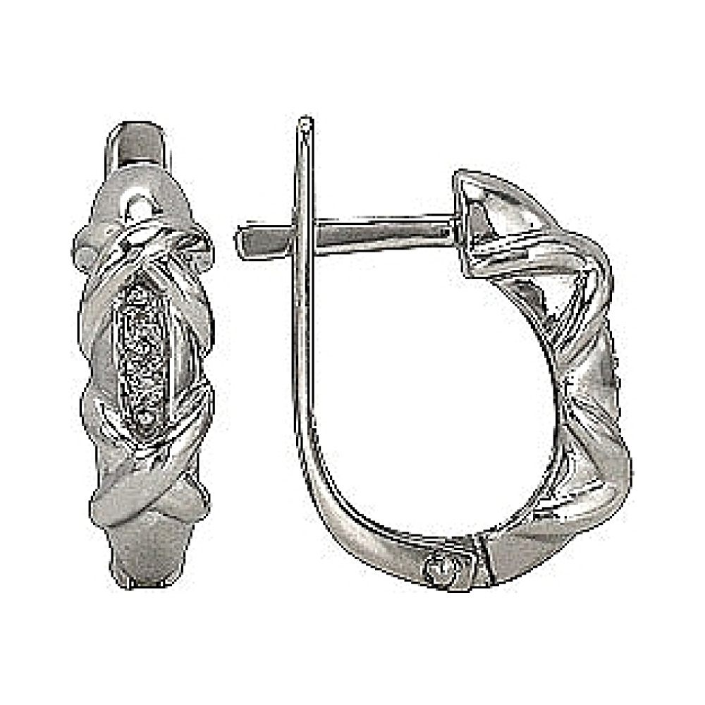 Золотые серьги с бриллиантом № 74531