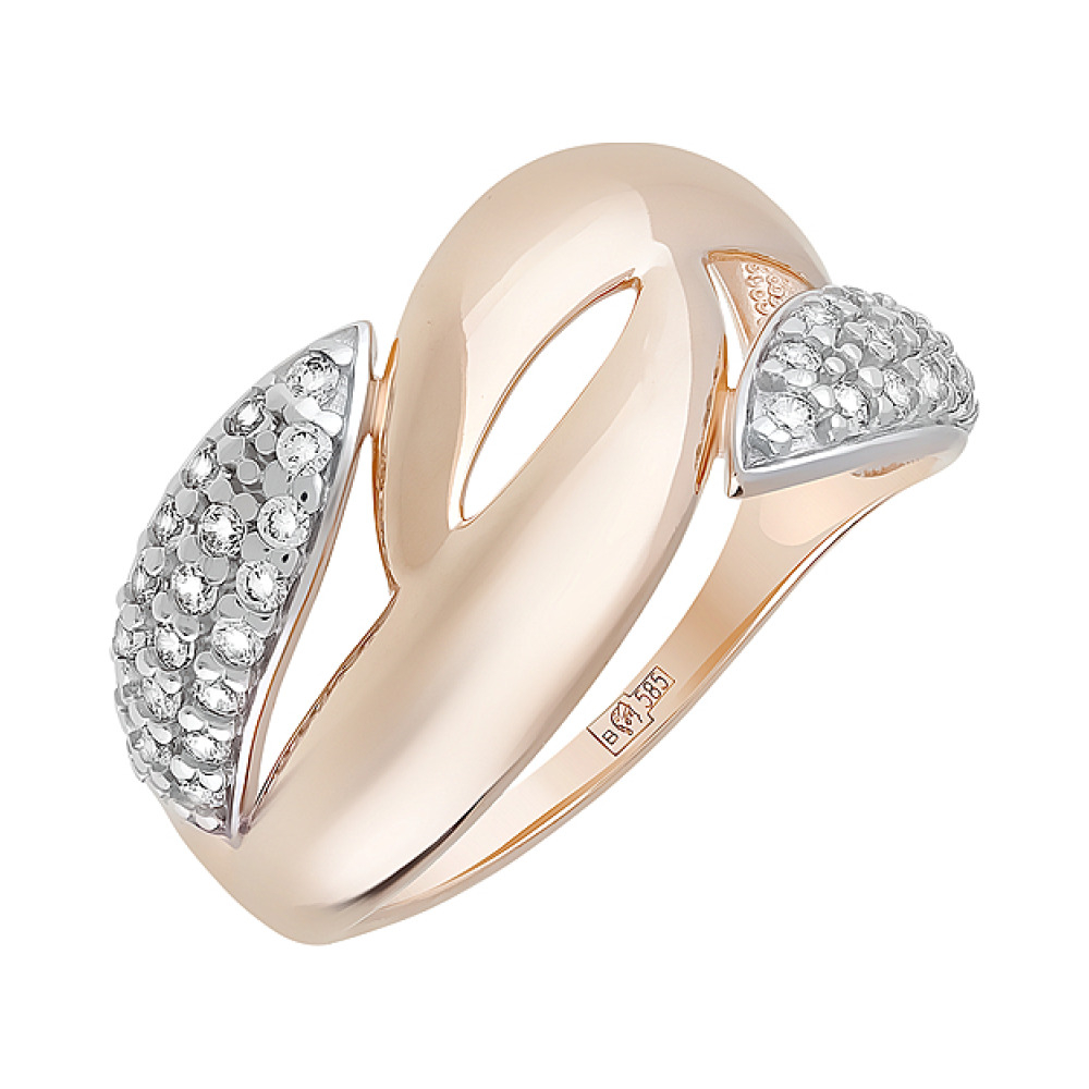 Золотое кольцо с фианитами № 128356