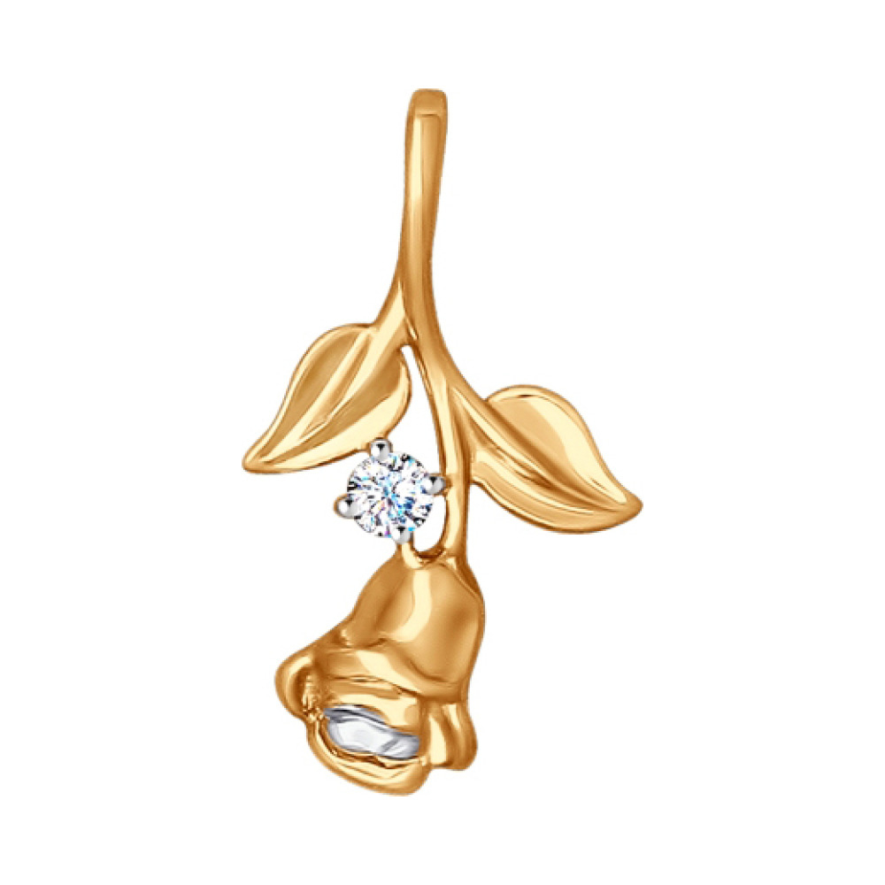 Золотая подвеска с фианитом № 139990