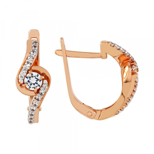 Золотые серьги с фианитом № 95961