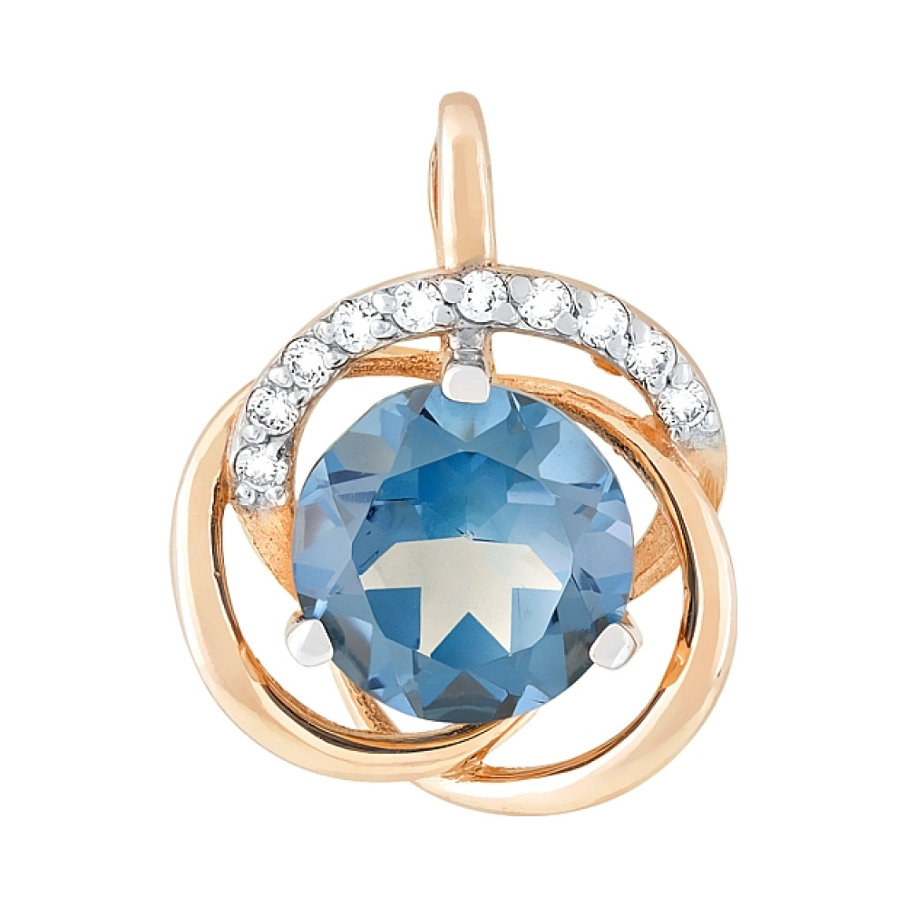 Золотая подвеска с топазом и фианитом № 118983