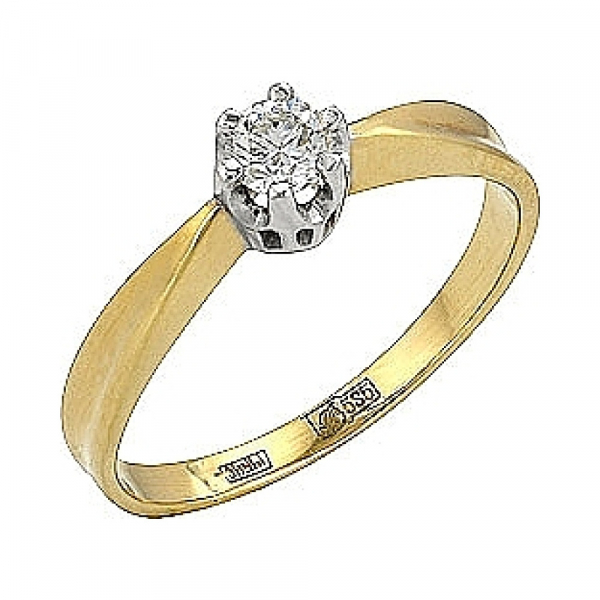 Золотое кольцо с бриллиантом № 83856