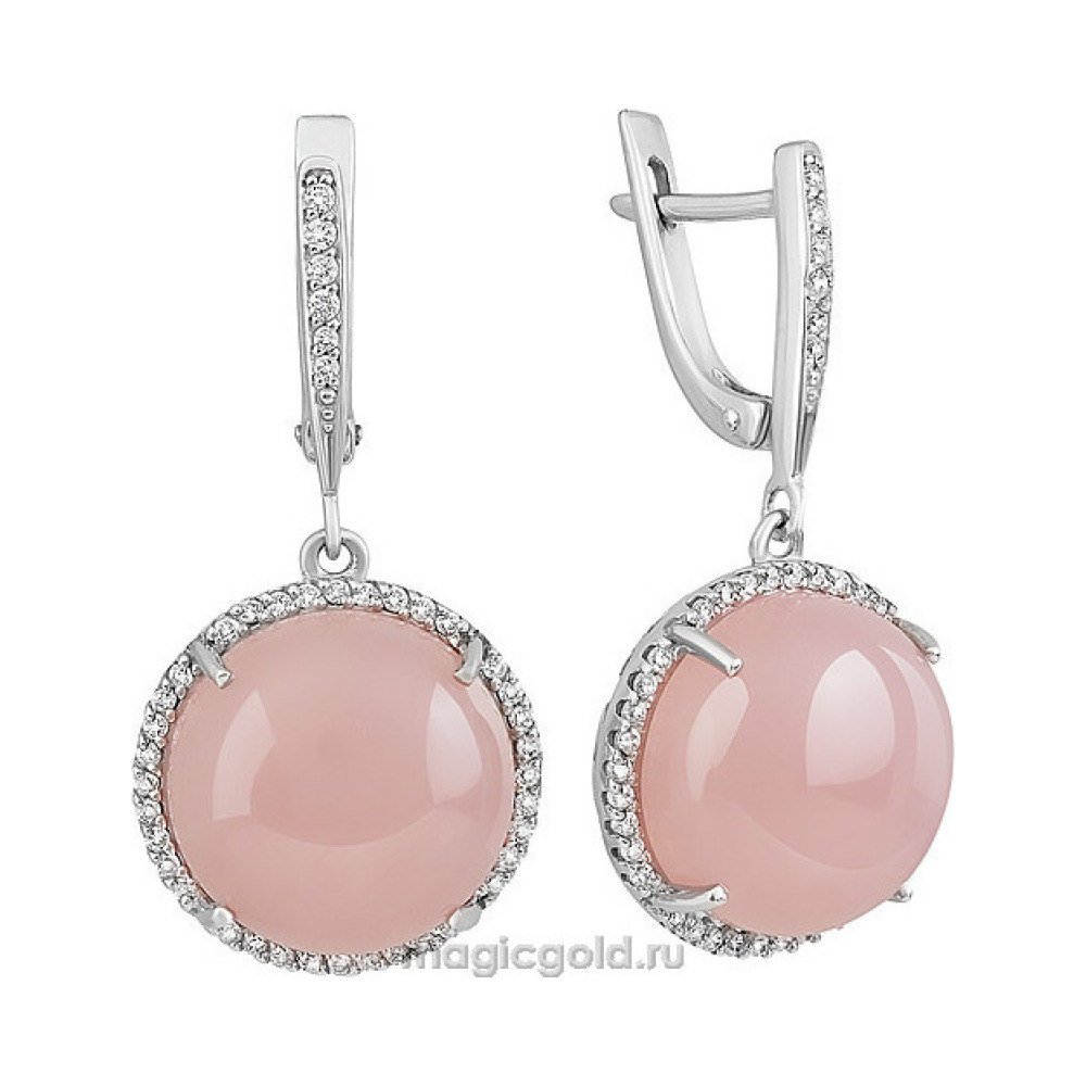Серебряные серьги с кварцем и фианитом № 155979