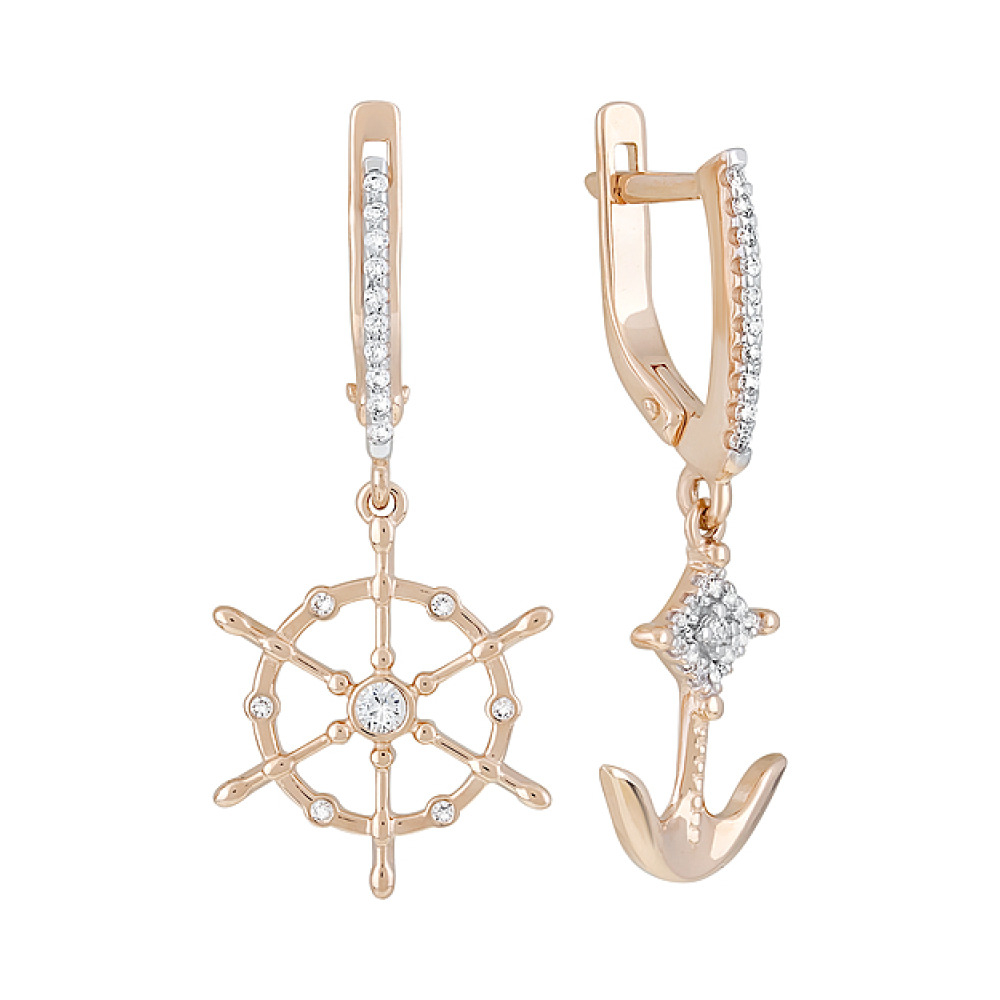 Золотые серьги с фианитами № 127886