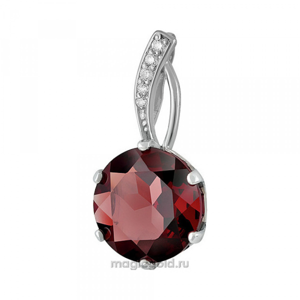 Серебряная подвеска с гранатом и фианитом № 132801