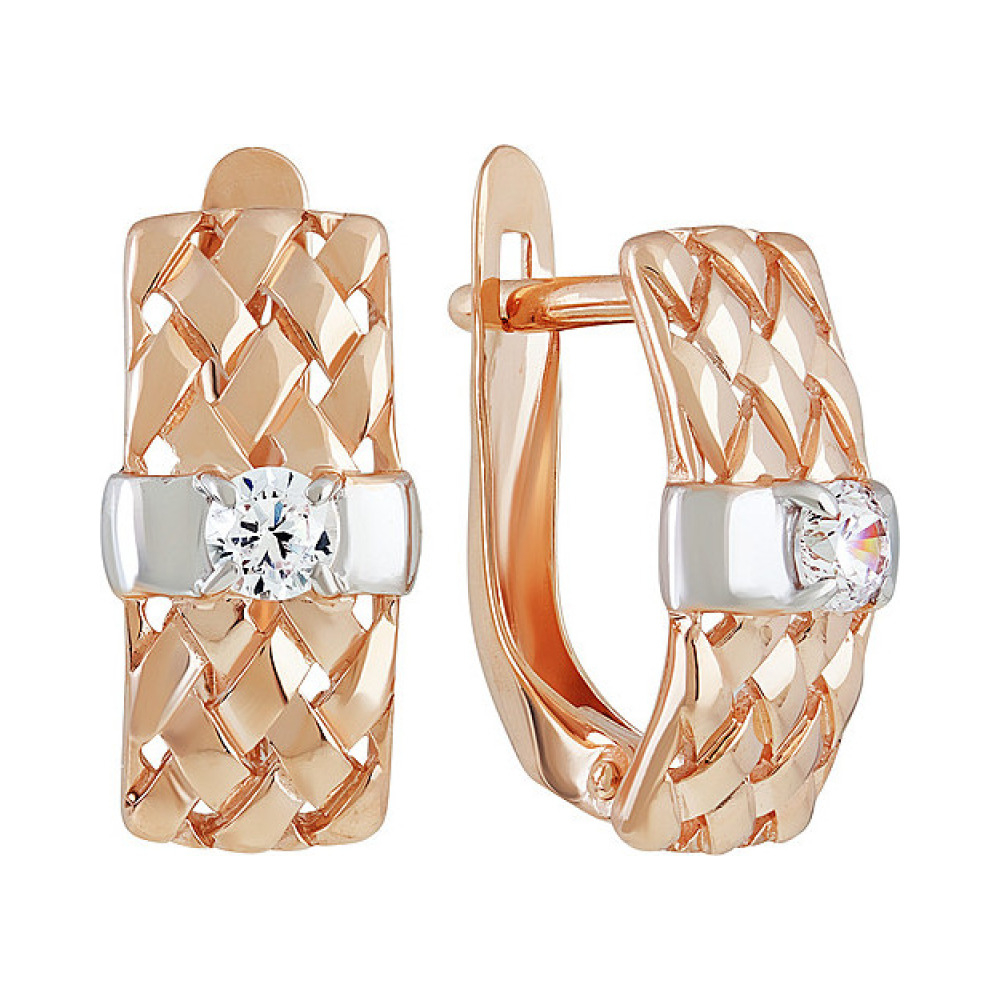 Золотые серьги с фианитом № 138014