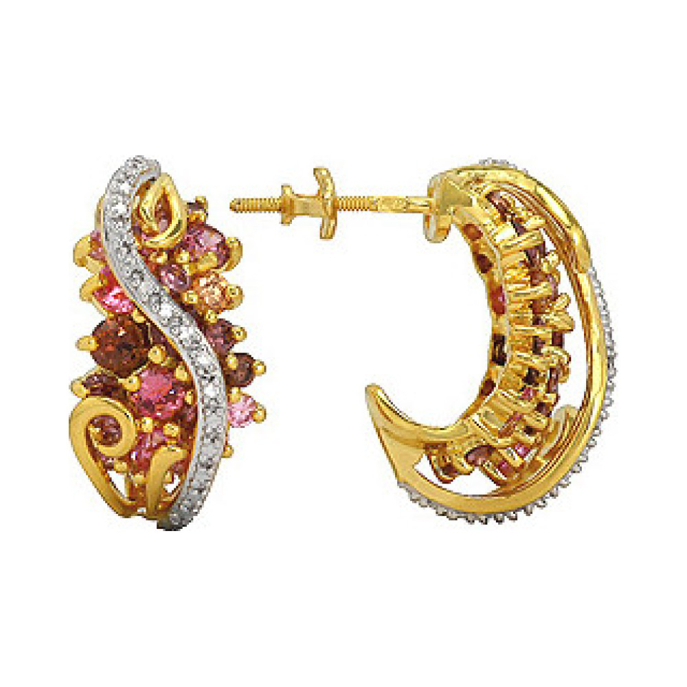 Серебряные серьги с фианитом и золотым покрытием № 74946