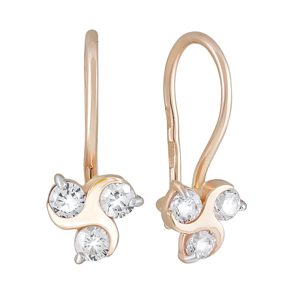 Золотые серьги с фианитом № 126087