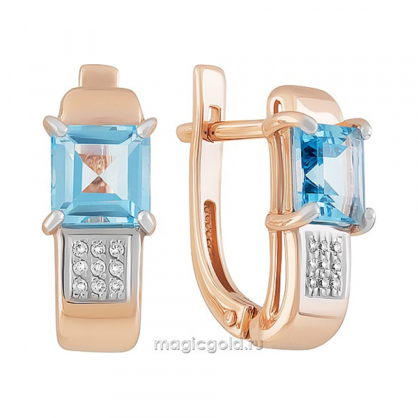 Золотые серьги с топазом и фианитом № 164122