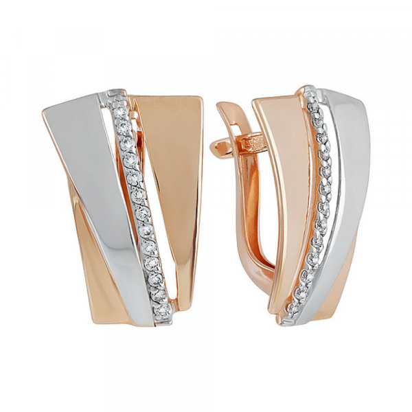 Золотые серьги с фианитом № 136943