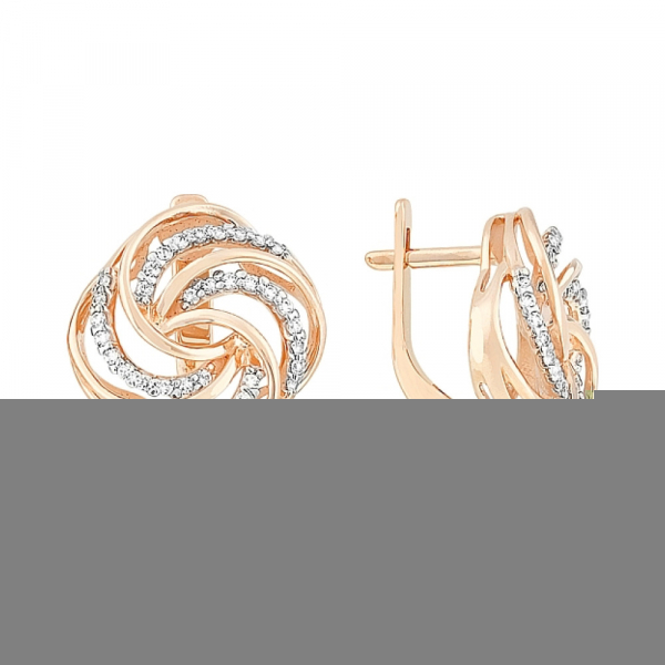 Золотые серьги с фианитами № 114117