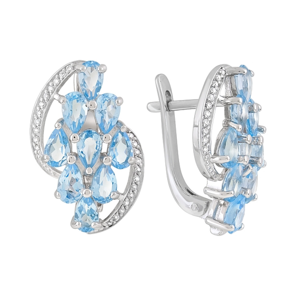 Золотые серьги с топазом и фианитом № 119725