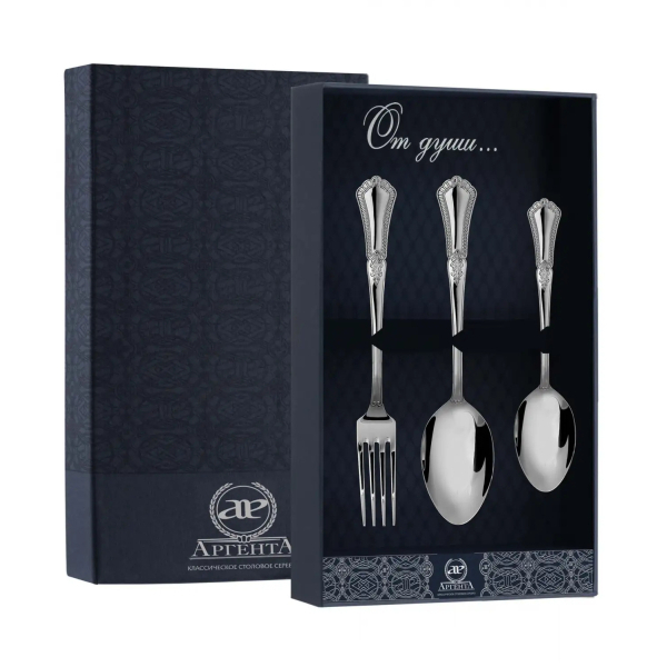 Набор десертный Фаворит: вилка, ложка, чайная ложка из серебра 925 пробы