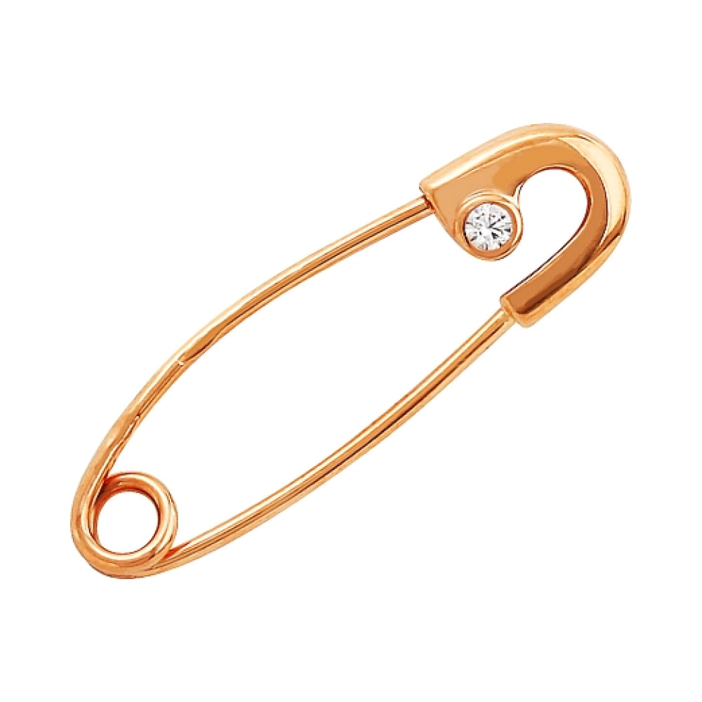 Золотая брошь с фианитами № 82029