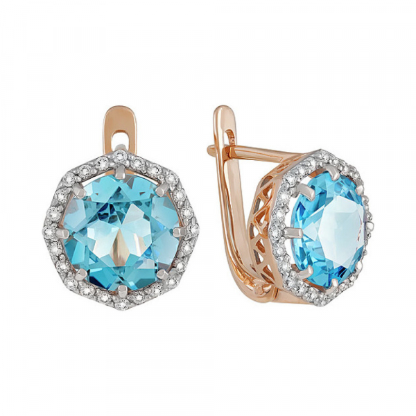 Золотые серьги с топазом и фианитом № 134493