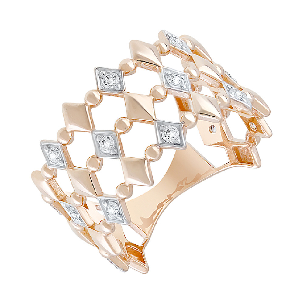 Золотое кольцо с фианитами № 129032