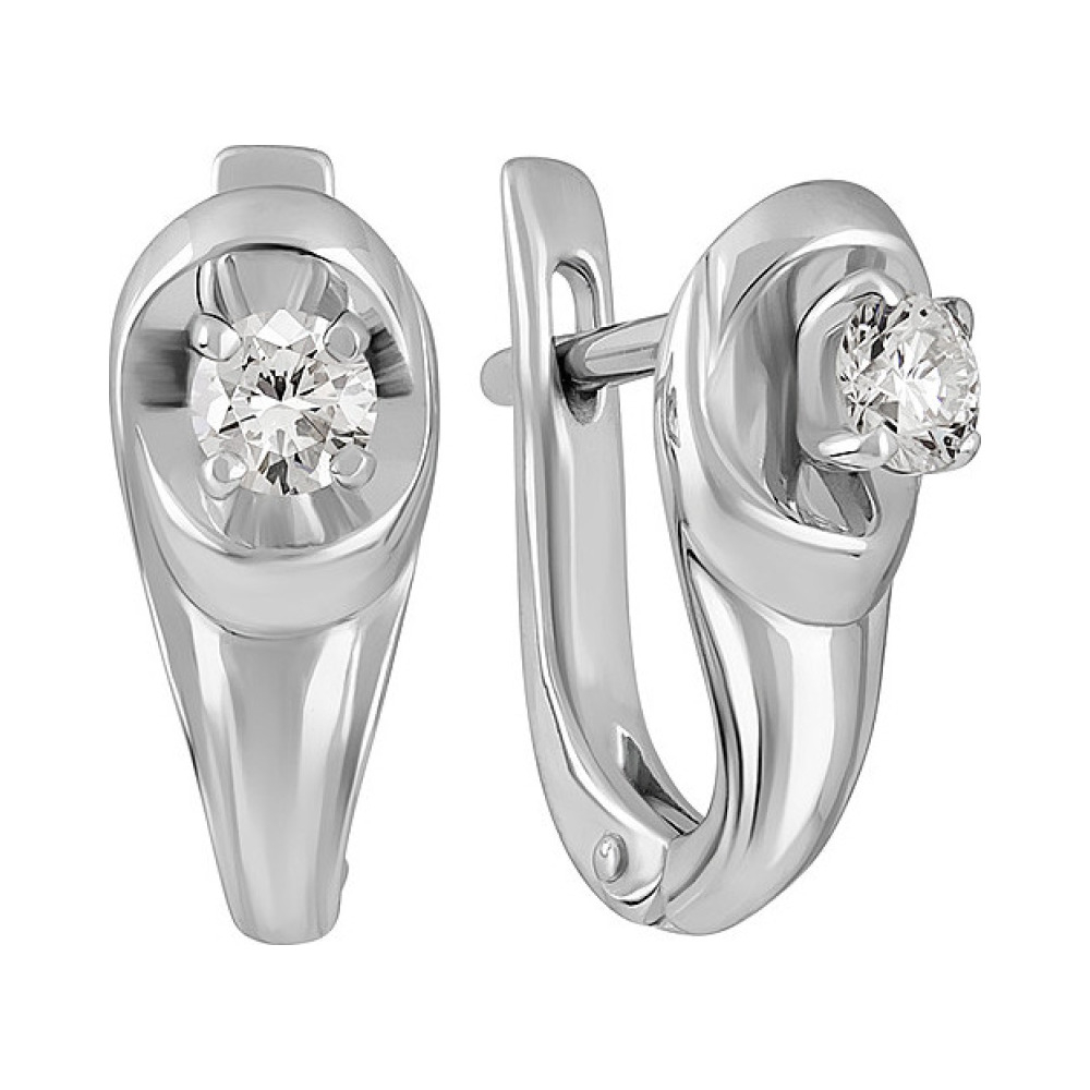 Золотые серьги с бриллиантом № 134619