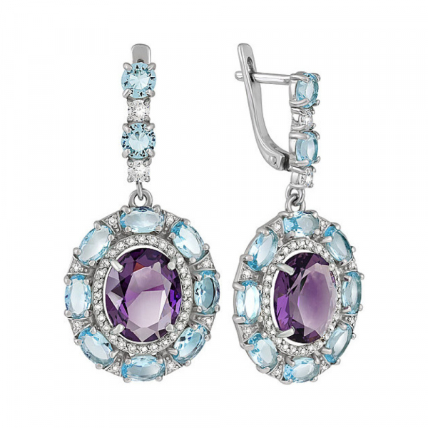 Серебряные серьги с алпанитом и фианитом № 133315