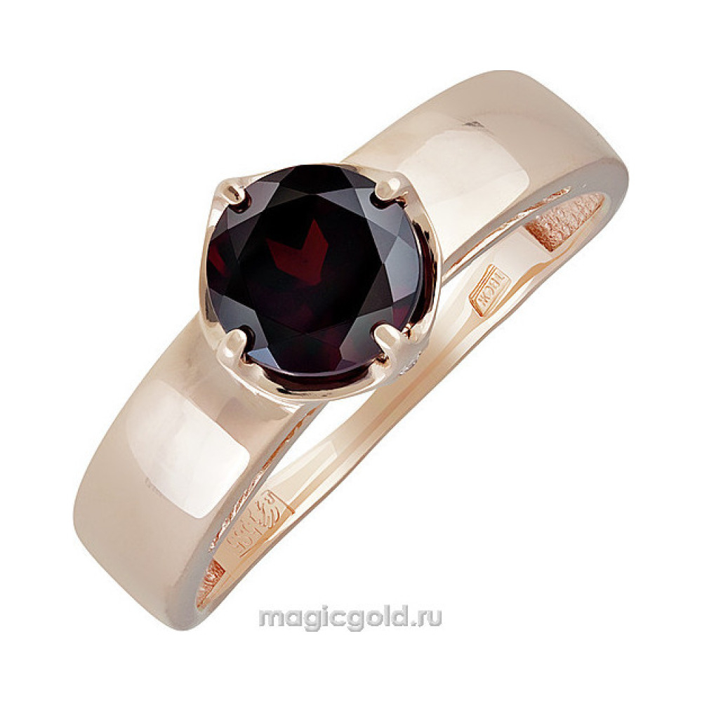 Золотое кольцо с гранатом и фианитом № 139165