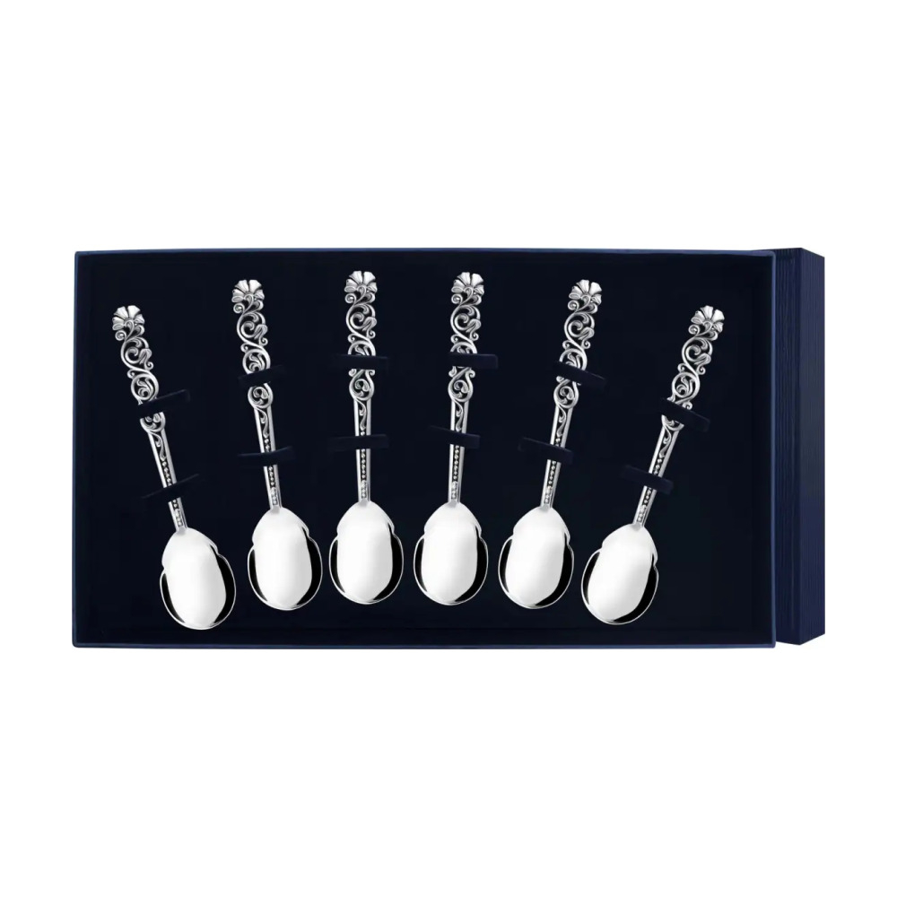 Набор чайной ложки Подарочная с чернением из серебра 925 пробы