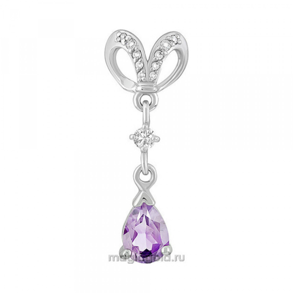 Серебряная подвеска с аметистом и фианитом № 140167