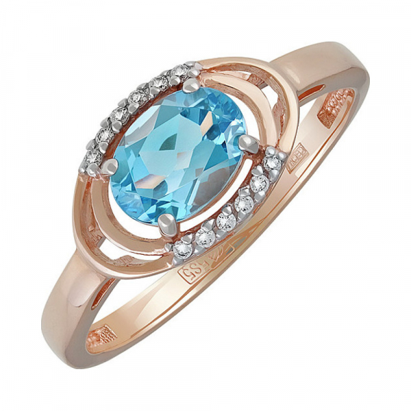 Золотое кольцо с топазом и фианитом № 135078