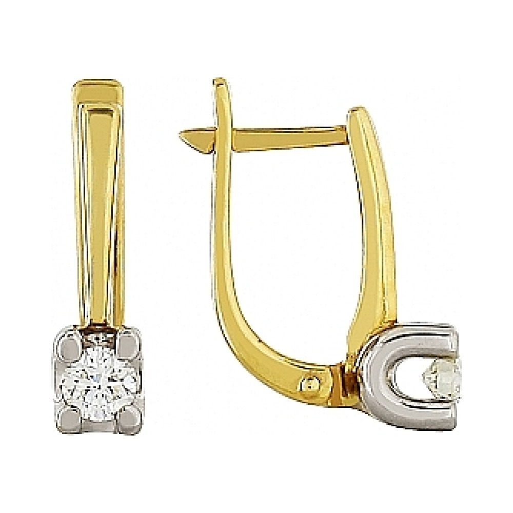 Золотые серьги с бриллиантом № 85123