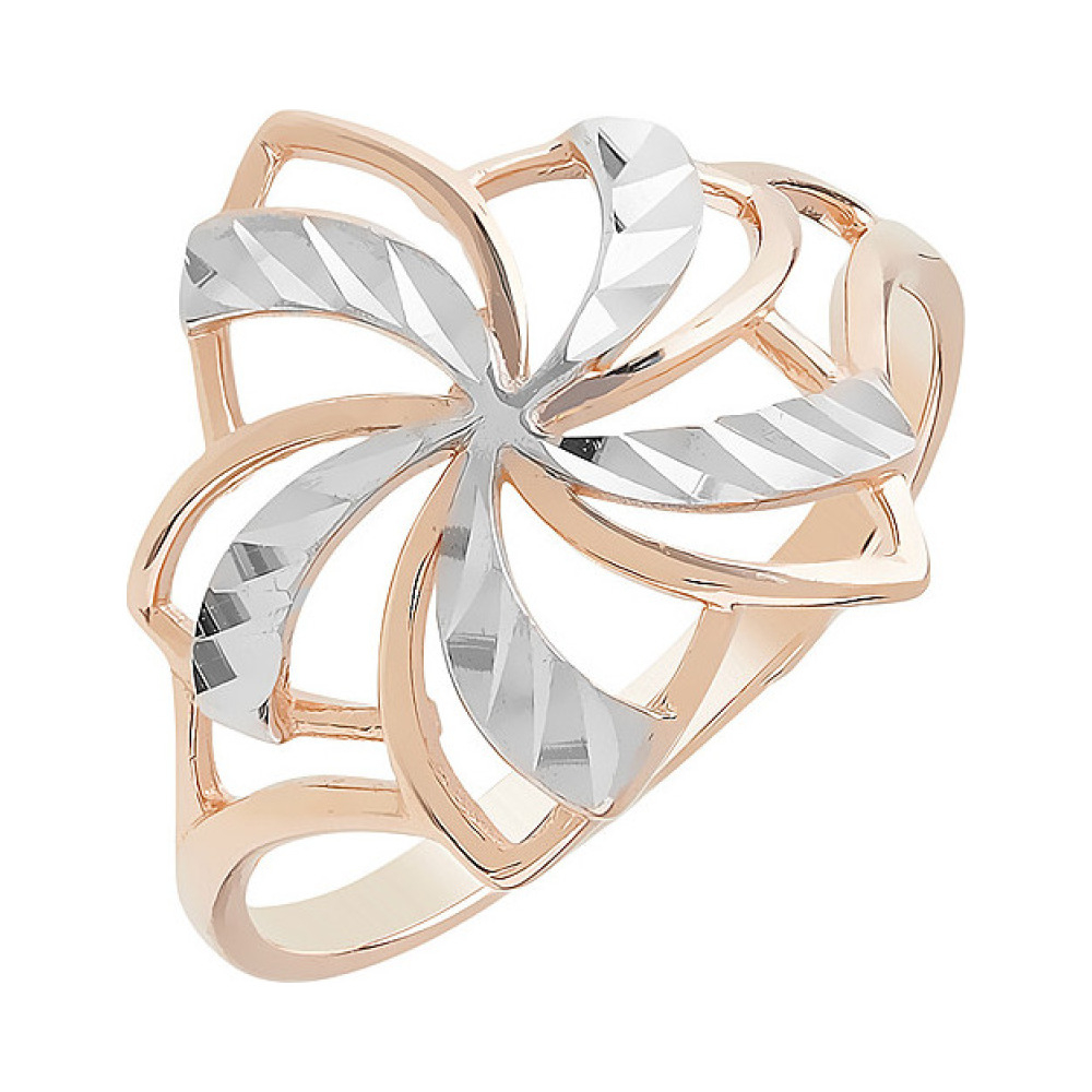 Золотое кольцо без камня с алмазкой № 101826