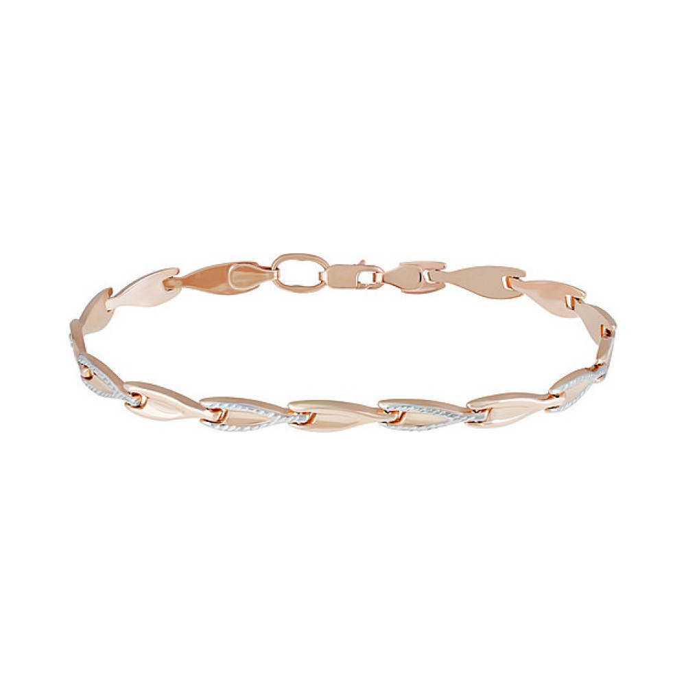 Золотой браслет без камня с алмазкой № 136851