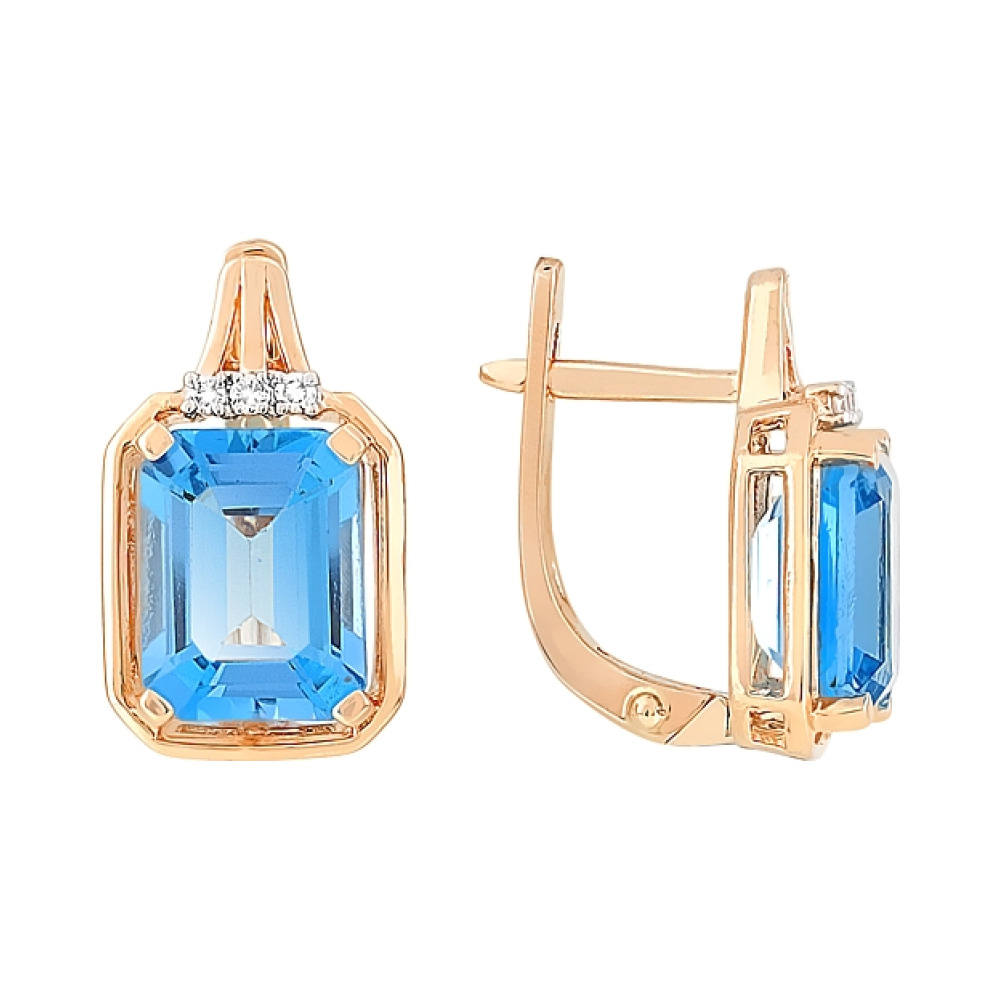  серьги с бриллиантом и топазом № 115406